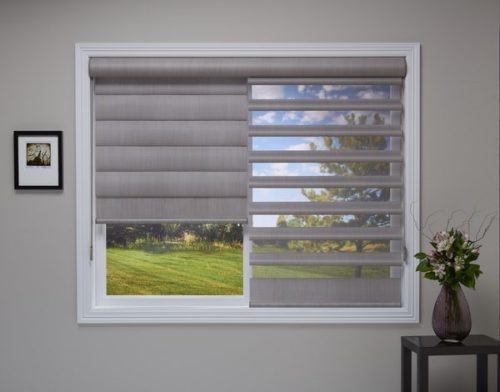 Hunter Douglas Pirouette® Window Shadings in an Opened and Closed Position
