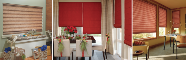 Three types of custom roman shades