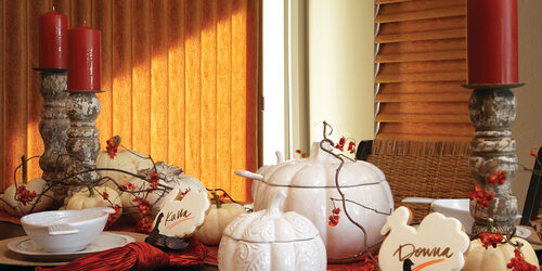 Season of style thanksgiving table Hunter Douglas shadings