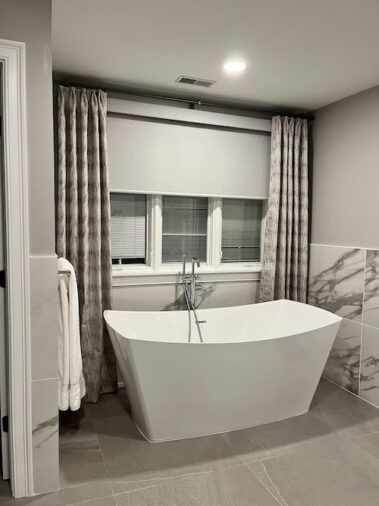 pinch pleat bathroom drapery