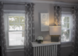 window drapery wood blinds